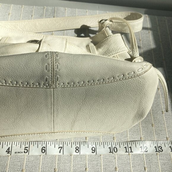 Brighton Leather Hobo Bag Handbag Ivory Bow Detail Coquette Retro - Picture 13 of 15